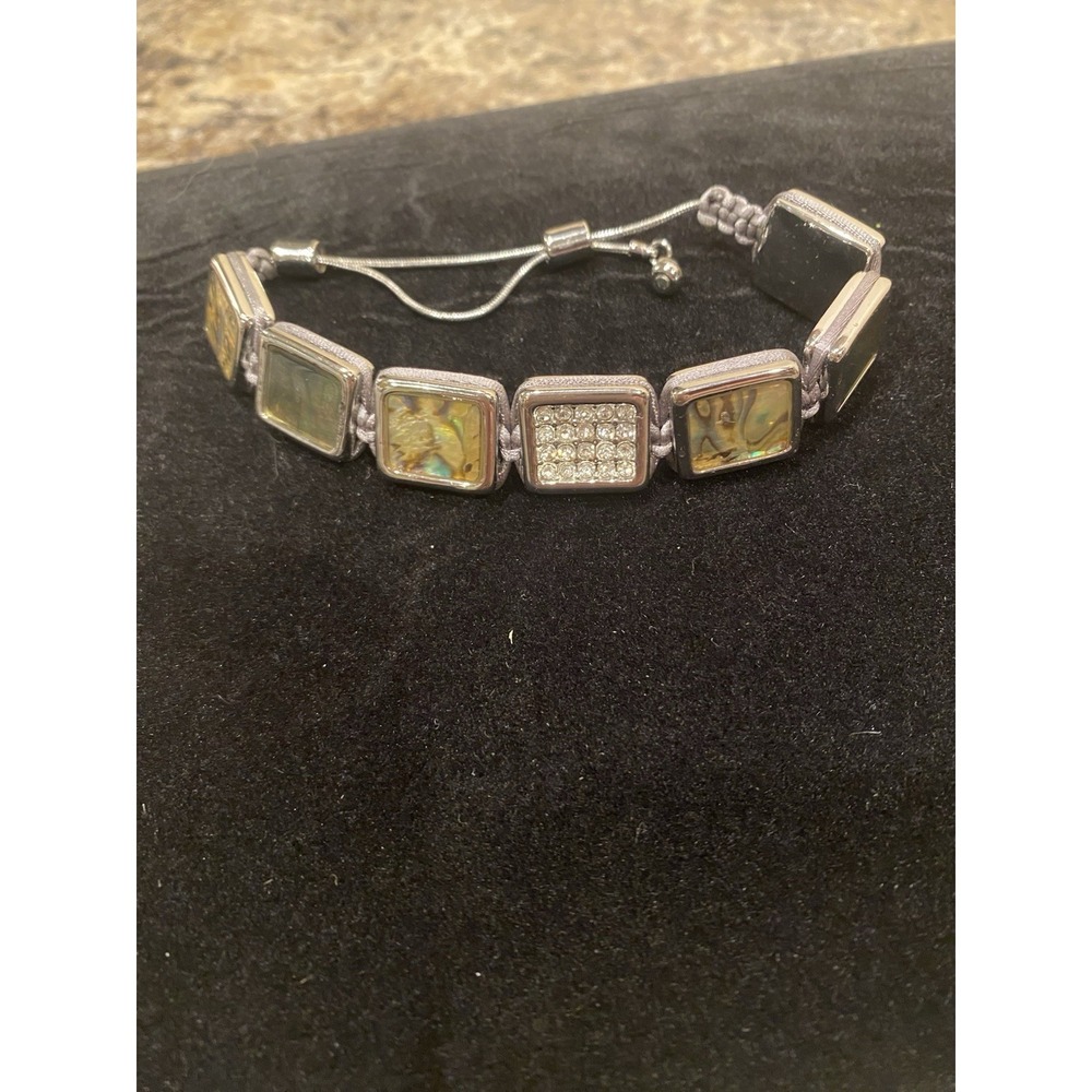 Abalone Shell Rhinestone Adjustable Fashion Jewelry Bracelet Preowned